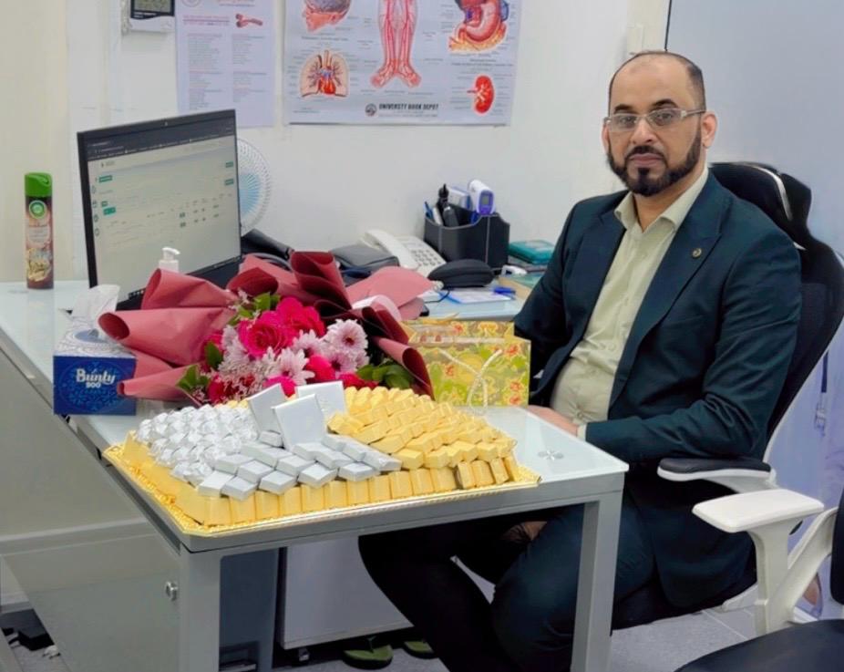 Mian Abdul Ahad, CEO of Al Taj Alfadhi Clinic, in his clinic office