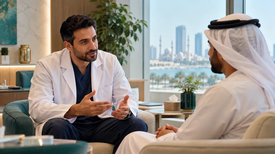 Private men's health consultation with a physician